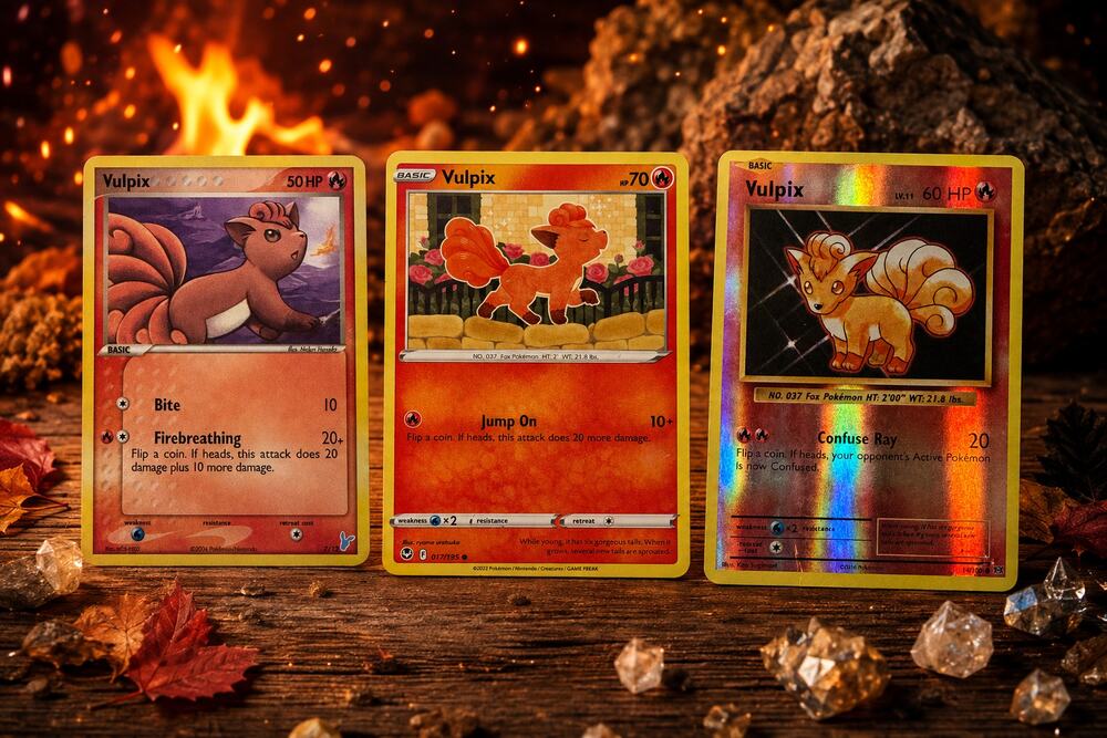 Pokémon Vulpix 3 Card Lot 7/12 017/195 14/18 Reverse Holo Vintage Modern